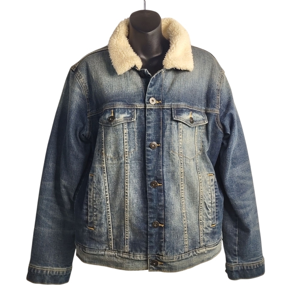 Goodfellow & Co Men's Classic Outdoor Blue Denim Sherpa Lined Jacket Size M